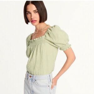 J.Crew Squareneck puff-sleeve soft gauze top